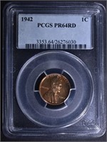 1942 LINCOLN CENT PCGS PROOF 64 RED