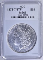 1878/78 MORGAN SILVER DOLLAR NCG GRADED GEM BU