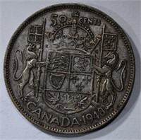 1948 CANADA  HALF DOLLAR ORIGINAL XF/AU KEY COIN