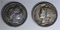 (2) DIMES - 1919-D XF-AU & 1904 AU/UNC