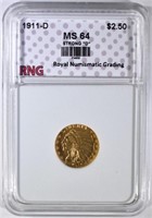 1911-D $2.50 GOLD INDIAN  RNG GEM BU