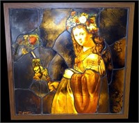 CLASSICAL PORTRAIT STAINED GLASS WINDOW