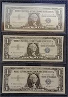 3- 1957 Silver Certificates Sequential serial #