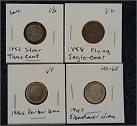Three cent, Flying Eagle, Barber & Eisenhower