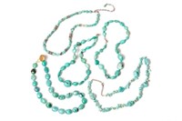 Five turquoise beaded necklaces