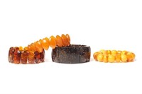 Four natural amber bracelets