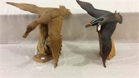 Pair of Lg. Carved Flying Ducks on Wood