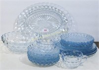 Lot: 21 pieces blue Bubble glass