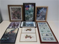 Nine framed fire related pictures includes 911