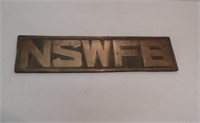 Early heavy brass NSW fire brigade sign