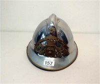 French silver and brass firemans helmet