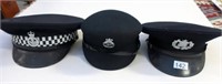 Three British Police hats includes Devon