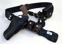 Leather Police accoutrement belt with plastic gun