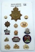 Fifteen South African police badges