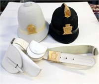 Two Swiss Police hats and one belt