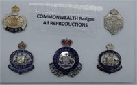 Five reproduction Commonwealth police badges