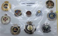 Ten local government badges 6.5cm