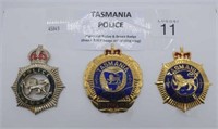 Three Tasmania Police badges 8cm