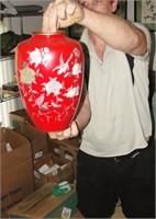 High Detail Red Asian Enamel Vase
