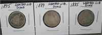 (3) Seated Liberty Dimes different dates