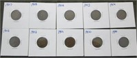 (10) indian Head Penny Various Dates