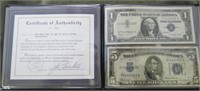 Blue Seal Currency '57 $1, '34 $5