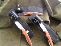 (3) falcon fixed blade w leather sheath