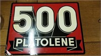 "500 PLATOLENE" TIN SIGN, "500 PLATOLENE", METAL