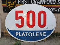 GAS SIGN, "500 PLATOLENE, DOUBLE-SIDED