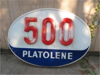 GAS SIGN, "500 PLATOLENE", 88" X 60" OVAL,