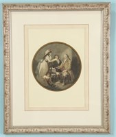 ANTIQUE "VICTORIAN SCENE" HAND COLORED ENGRAVING