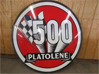 GAS SIGN, "500 PLATOLENE", DOUBLE-SIDED METAL,