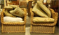 PAIR OF RATTAN LOUNGE CHAIRS