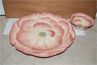 Large Pink Plate and Bowl