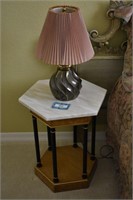 Marble Top Table & Leviton Brass Lamp