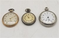 3 Open Face Pocket Watches South Bend New England