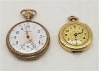 2 Small Pocket Watches Pendent Alpine