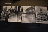 4 Black/White Photographs Mounted on Wood