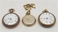 Lot Of 3 Elgin Pocket Watches Open Face
