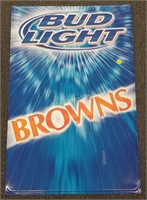 Metal Beer Sign Bud Light Cleveland Browns
