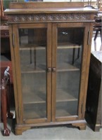 Antique Walnut Bookcase With Glass Doors
