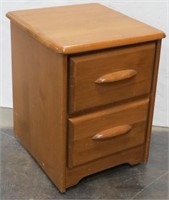 Hard Rock Maple 2-Drawer Nightstand on Rollers