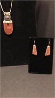 Two piece set of beautiful red stone jewelry