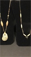 Lot of two unusual stone necklaces
