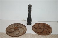 Cast Iron Spindle and 2 CI Plates