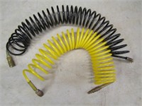 2 Coiled Pneumatic Hoses Yellow and Black