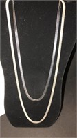 Lot Of Two Silvertone Herringbone Necklaces