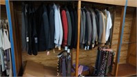 assorted suits, sports coats, blazers and ties