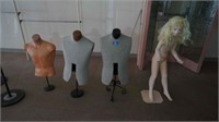 4 assorted mannequins