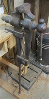 Large Iron Floor Stand Vice 100+ Years Old